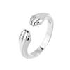 Plata Esterlina S925 Pata de Gato Abraza tu Anillo Anillo de Dedo de Gato Estéreo Abierto Lindo Lindo Mascota para Mujer Japonés y Coreano