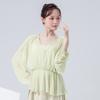 Roupa de Dança Clássica para Mulheres, Nova Blusa de Malha com Manga Longa, Camada Dupla, Decote em V, Falsa Peça Dupla, Roupas Elegantes e Graciosas para Prática de Dança Chinesa