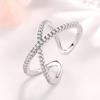 Anillo de moda Anillo simple de apertura ajustable para mujer Anillo cruzado de doble capa Anillo geométrico de diamante brillante Venta al por mayor de fábrica