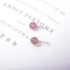 Pendientes de plata de ley 925 con cristales de fresa para mujer, estilo coreano, mini pendientes de cristal rosa, joyería de plata combinable.