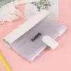 Funda para libro de hojas sueltas de cuero con costuras creativas en blanco y negro, PVC transparente, clip metálico de seis agujeros, cuaderno de estudiante, agenda manual