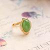 Anillo Xirui de plata de ley S925 chapado en oro con jade Hetian natural, superficie de huevo de jade, moda nacional, estilo antiguo, temperamento creativo, anillo para mujer