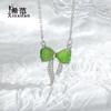 Collar de lazo de jade hetiano de plata esterlina s925 con borlas y incrustaciones de diamantes, estilo dulce para niñas, regalo de joyería de plata para estudiantes de verano.