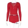 Ropa Femenina Estilo Europeo y Americano, Conjunto de Dos Piezas con Top Ajustado de Manga Larga Sexy con Escote en V Profundo y Pantalones Ultra Cortos Estilo Deportivo Venta al por Mayor