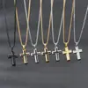 Nueva Joyería Transfronteriza Europea y Americana Colgante con Forma de Cruz de Acero de Titanio Chapado en Oro de 18K Colgante de Collar de Cruz Se Puede Grabar