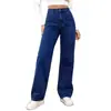 Amazon Aliexpress Pantalones de Pierna Recta Jeans Lavados Holgados Moda Retro para Mujer Casual Versátil Pantalones Largos Transfronterizos