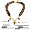 Collar Transfronterizo de Acero Inoxidable Tema Cruz de Pascua Incrustaciones de Diamantes Moda Estilo Ins Personalizado Chapado en Oro Cadena Impermeable con Forma de Y