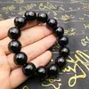 Pulsera de obsidiana imitación de puesto 14N pulsera de ágata imitación con cuentas negras para hombres y mujeres tienda de dos yuanes venta caliente regalo conmemorativo