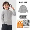Camiseta interior de rayas estilo europeo derecho, top de invierno, ropa nueva cálida para niños, ropa de bebé, camiseta de manga larga de invierno