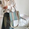 Bolsa Tote Novo Estilo Lona Color-Blocking Grande Capacidade para Mulheres Tendência Fashion Transfronteiriça Sensação de Luxo Bolsa Transversal para o Trabalho