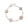 Pulseira de Quatro Flores V-Gold Edição de Luxo Pérola Branca Ouro Rosa Réplica de Luxo Leve Acabamento Fino Moda Feminina Joia Versátil