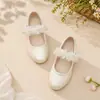 Sapatos Mary Jane Flor de Pérola Multicor para Meninas, para Apresentações de Vestido e Uso Diário, Sapatilhas de Estilo Suave
