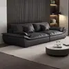 Sofá italiano minimalista de tejido técnico para sala de estar, apartamento pequeño, tres plazas moderno y simple para uso doméstico, sofá de línea recta tipo velero