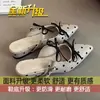 Sandalias de plataforma gruesa sin cordones, con punta abierta, para mujer, para uso en exteriores, novedad verano 2026, temperamento exquisito, lazo de lunares, mules cerrados con diseño calado