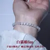 Pulseira Olho de Gato Branco com Contas Naturais de Cinábrio em Forma de Abóbora Joia de Cristal para Mulheres Presente