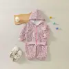 Conjunto de Moletom com Capuz para Meninas Outono Rosa Bebê Estampa de Leopardo Gatinho Conjunto de Duas Peças para Bebês e Crianças Pequenas