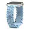Adequado para Apple iWatch Watch com Fivela Borboleta em Relevo Gravada a Laser Renda em Relevo Rosa Pulseira de Silicone para Apple Watch