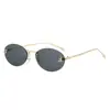 Gafas de Sol Ovaladas con Diamantes Estilo Retro Europeo y Americano Gafas Personalizadas con Letra F Metal Punk Hip-Hop Gafas de Sol Disco para Mujer