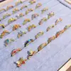 Anel Aberto Gota de Óleo Esmaltado Luz Luxo Alto Padrão Anel Caixa Cega Ao Vivo Vintage Estilo Palácio Flor
