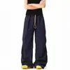 Pantalones Deportivos Largos Casuales de Pierna Ancha Recta Versátiles de Color Sólido de Corte Holgado de Moda para Hombre Retro