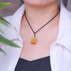 Collar de disco de oro antiguo de Vietnam patrón hueco gota de color de aceite colgante con patrón auspicioso joyería de estilo nacional