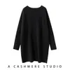 Vestido de punto de cachemira, de longitud media, estilo murciélago, casual para mujer, relajado, talla grande, holgado, moderno, textura suave