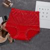 Algodão Vermelho Roupa Íntima Feminina Renda Cintura Alta Controle da Barriga Renda Tamanho Grande Calcinhas Femininas Levantamento de Quadril Nádegas Respirável Atacado Comércio Exterior