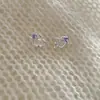 Pendientes de Botón de Circonita Color Dulce Dopamina Exquisitos Lujo Ligero Versátiles Sensación de Alta Gama Aguja de Plata Forma de Nudo de Agua Alcalina