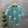 Camiseta Estampada de Manga Curta Solta de Verão Masculina Estilo Coreano Tendência Tops Simples de Gola Redonda de Meia Manga Roupas Masculinas