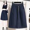 Desconto de Marca Roupa de Verão Feminina Tamanho Grande Elástico Cintura Alta Jeans Stretch Saia Feminina Gorda mm Solta Efeito Emagrecedor Saia Evasê