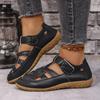 Comércio Exterior Novo Estilo Recortes Couro Velcro Sandálias de Sola Grossa para Mulheres Transfronteiriço Tamanho Grande Bico Redondo Sapatos Casuais Respiráveis Wish
