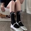 Calcetines de algodón finos transpirables de verano con lazo de cinta con cordones, cortos hasta media pantorrilla, de malla calada, estilo ballet, de rizo para mujer