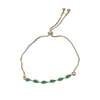 Pulsera Deslizante de Moda Fresca y Sencilla de Verano con Tachuelas de Diamantes Verdes en Forma de Gota, Joyería Versátil Única de Lujo Ligero