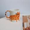 Bonito infantil divertido pintado à mão laranja gato caneca de cerâmica grande capacidade copo de água nicho xícara de café copo de leite presente das crianças