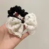 Temperamento suave por favor lo antes posible diadema de encaje con lazo cuerda para el pelo moda coreana tela blanca anillo intestinal banda de goma elástica
