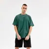 Camiseta de manga corta vintage lavada y desgastada para hombre, 280G, corte holgado, algodón puro, camiseta de marca moderna para parejas, algodón puro transpirable