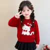 Conjunto de Año Nuevo para niñas, suéter base, nuevo estilo otoño e invierno 2026, bebé niña, ropa de invierno engrosada, tejido para niños, ropa interior