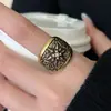 Anillo de Estrella de Ocho Puntas Microincrustado Estilo Retro Europeo y Americano para Mujer, Elegante y Moderno, Anillo Abierto Ajustable Versátil para Mujer