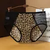 2026 Novas Calcinhas de Renda com Elemento Leopardo, Femininas de Seda Gelada Algodão Puro Respiráveis no Gancho Cintura Média Sem Costura Calcinhas Femininas