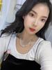 Celebridade da Internet do TikTok Mesmo Estilo Novo Estilo Único Prata Quebrada Pérola Corrente de Clavícula de Luxo Leve Feminina Prata High-end Corrente de Clavícula Deslizante