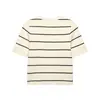 Para Comercio Exterior Transfronterizo Europeo y Americano Ropa de Mujer Aliexpress Más Vendido Verano Retro Beige Negro Rayas Conjunto de Vestido de Punto