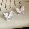 Novos Brincos Borboleta Azul, Brincos de Cristal Doces e Frescos, Presilhas de Orelha Estilo Floresta Disco Espiral, Brincos Não Perfurados para Mulheres