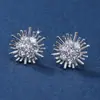 Europa y Estados Unidos populares Pendientes de cobre con diamantes de lujo girasol moda micro incrustación forma de flor larga fabricantes venta al por mayor