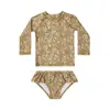Maiô Feminino Infantil de Alta Aparência Manga Longa Proteção Solar Conjunto de Duas Peças Estilo Ins Maiô Floral Coreano para Meninas