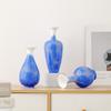 Jarrón de Cerámica con Esmalte Azul Cristalino Shumen, Decoración para Arreglos Florales de Sala de Estar, Sensación de Lujo Ligero y Gama Alta, Recipiente Hidropónico para Flores de Recibidor y Estudio