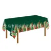 Juego de vajilla navideña con tema de árbol de Navidad verde y dorado, platos de papel, vasos de papel, mantel, banderines, artículos para fiestas navideñas