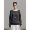Suéter de tricô simples, texturizado, de corte solto, oversized, com gola redonda e mangas compridas para mulheres, nova coleção de outono, suéter elegante estilo francês