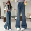 Jeans de Moda para Niñas con Estampado de Corazones y Elegante Diseño de Pierna Ancha, Nueva Colección Otoño 2026, Favorecedores y Versátiles para Uso Casual