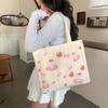 Bolsa de Lona Cartoon Fofa Coreana para Mulheres com Bom Acabamento Bolsa de Ombro com Zíper para Estudantes Indo para a Aula Bolsa de Grande Capacidade Bolsa Tote