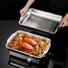 Plato rectangular de acero inoxidable para asar pescado, plato para hornear doméstico, bandeja profunda para horno, placa especial para asar pescado para cocina de inducción, estufa para asar pescado